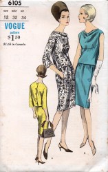 6105 VOG 2 PC DRESS COWL OVERBLOUSE SLV OR NOT SKIRT PATTERN 14